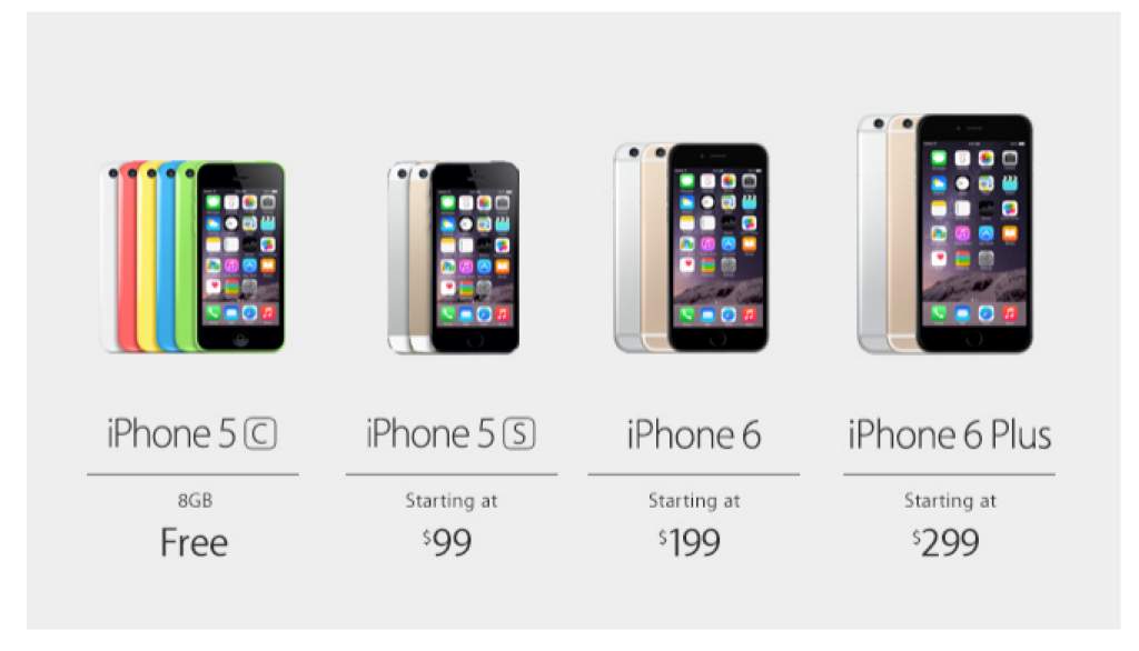 iPhone 5Cが無料、iPhone 5sが99ドルからと激安になっているのも気になる。